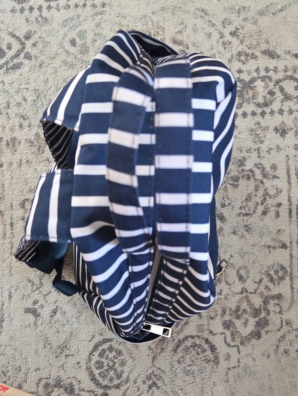 No Boundaries Nylon Cargo Backpack Navy & White Striped EUC Back To School - Picture 7 of 8